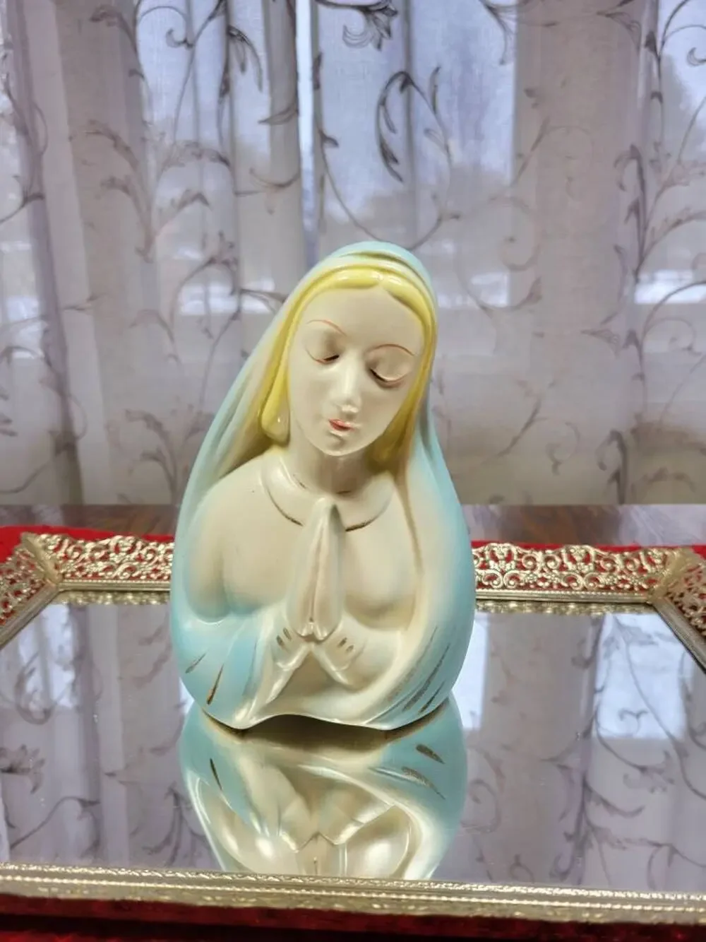 Vintage Madonna Praying Planter Ceramic Virgin Mary Head Vase Mid Century Decor
